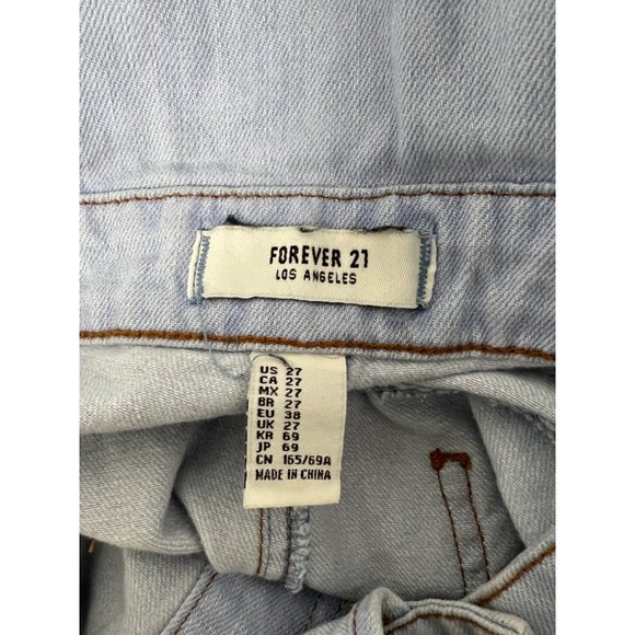 Forever 21 Junior Girl's Light Wash Ripped Leg Overalls Size 27 - Picture 9 of 12